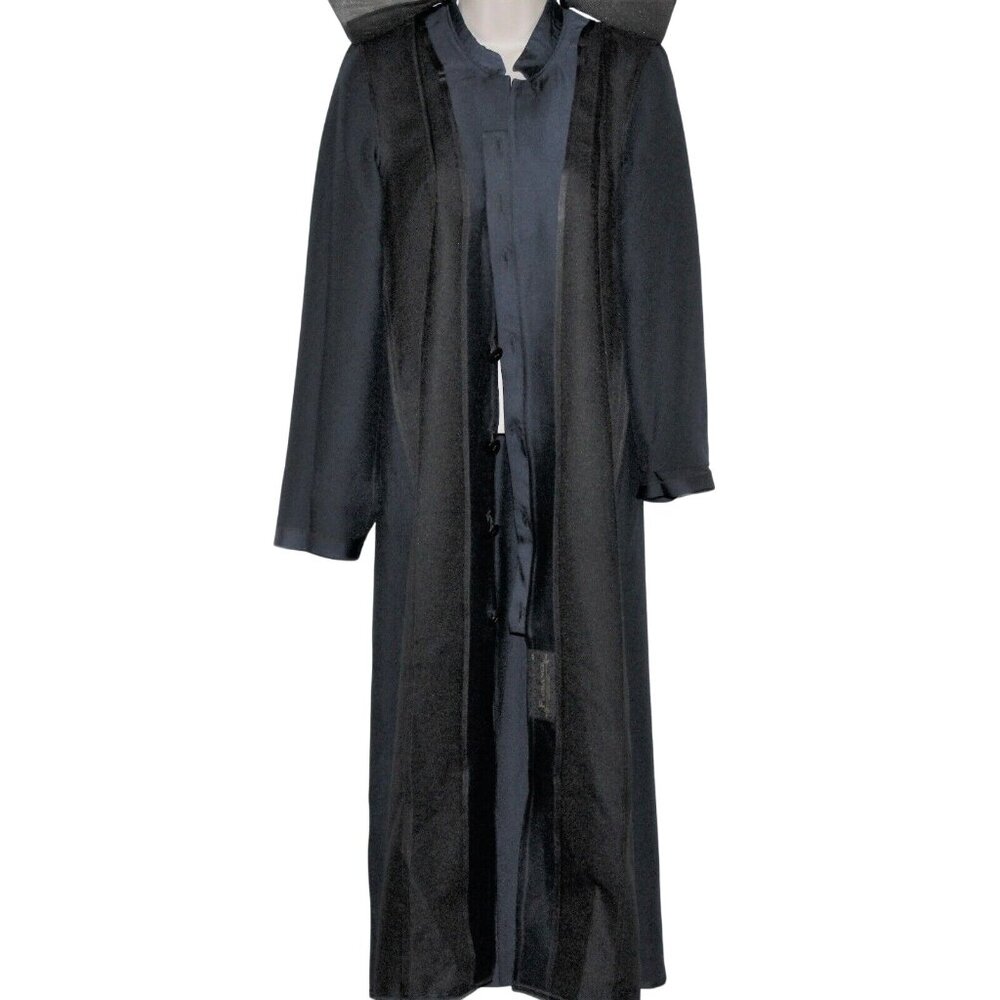 VTG Florance Sz 12 Eur 42 Navy Blue Embroidered Collar Hostess Gown Robe Dress - Picture 10 of 12